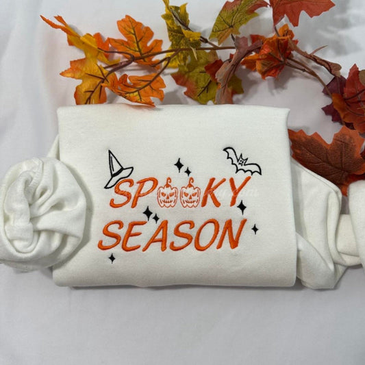 Funny Halloween Spooky Season Embroidery Sweatshirt