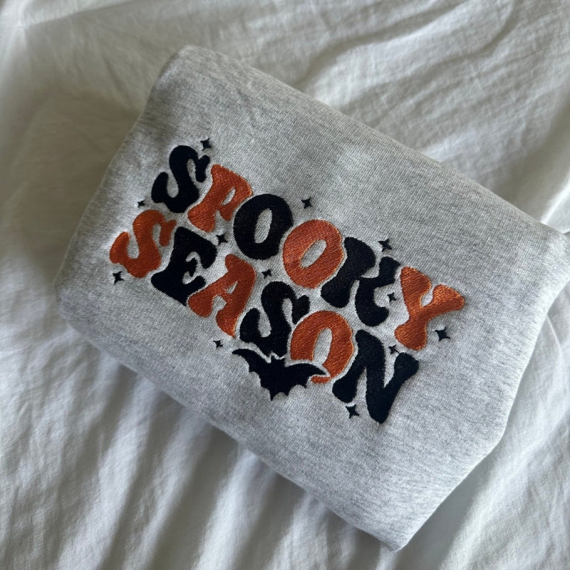 Halloween Embroidered Spooky Season Sweatshirt