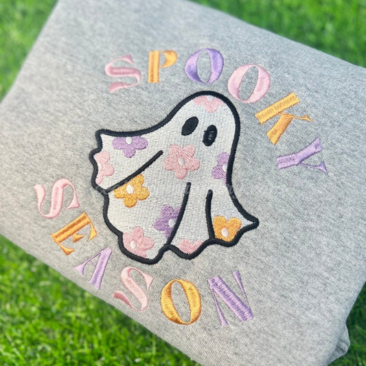 Halloween Embroidered Spooky Season Color Sweatshirt