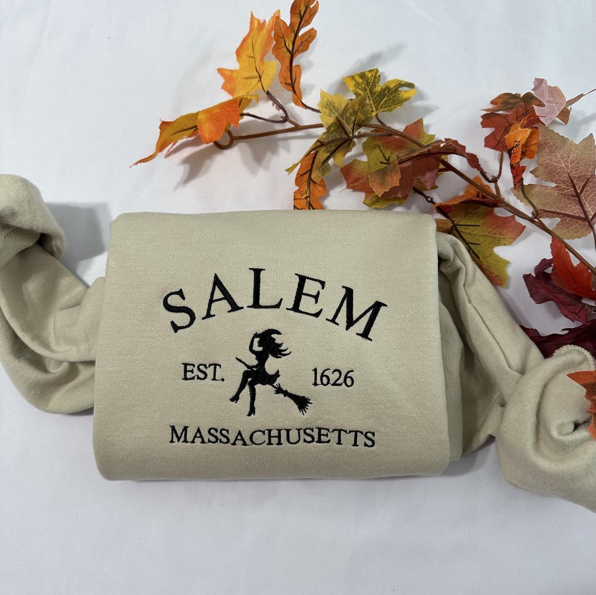 Salem Massachusetts embroidered sweatshirt
